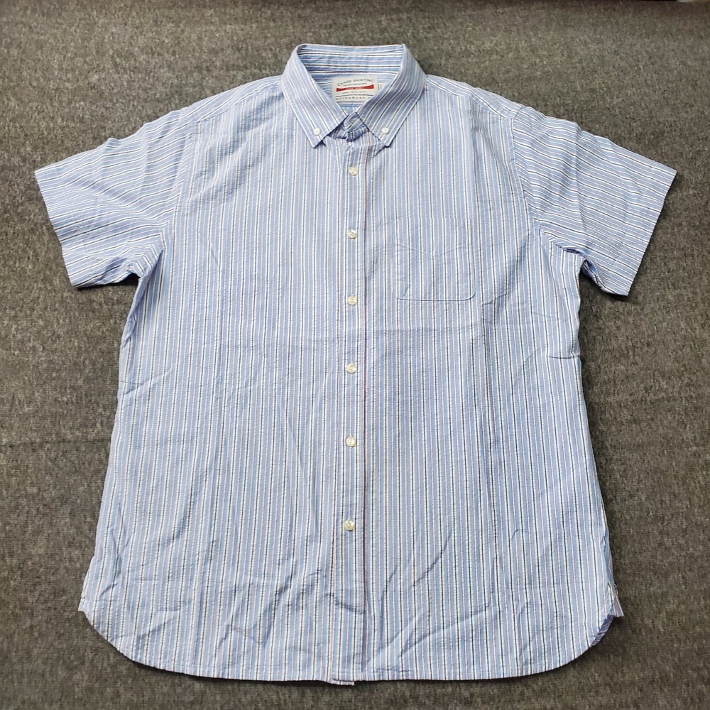 Guideboat Co Canoe Shirting Premium Seersucker Button Up Mens Large Short Sleeve
